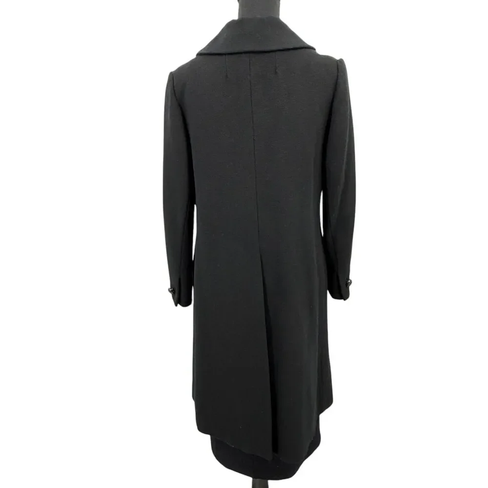 Vintage Prago Guyes Black Double Breasted Wool Lined Coat 60s‎ 70s